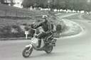 Nev Frost rejoining the fray on his 125cc Vega after pulling off the track at Cadwell Park